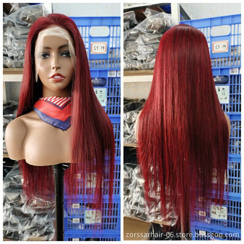 Wholesale 100% virgin hair hd wigs human hair lace front burgundy wigs for black women bone straight ombre human hair wigs
